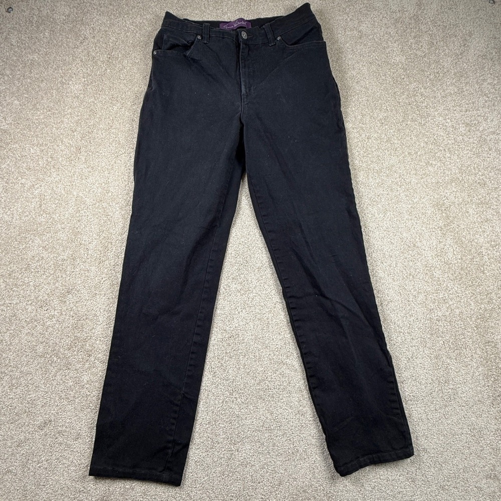 Gloria Vanderbilt Amanda Jeans Womens 6 Black High Rise Straight Leg Denim Pants